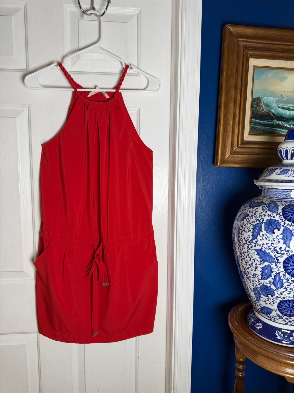New Women’s Rachel Roy Red Braided Halter Tank Dress Size XS
